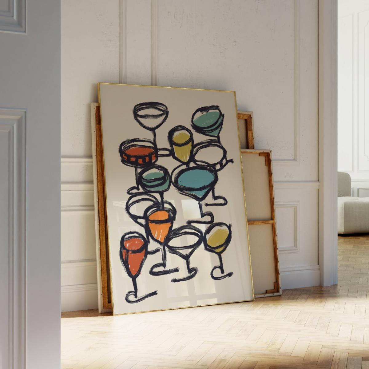 Neutrals Cocktail Drawing Art Print - A3 Natalie Cass Art – image 2