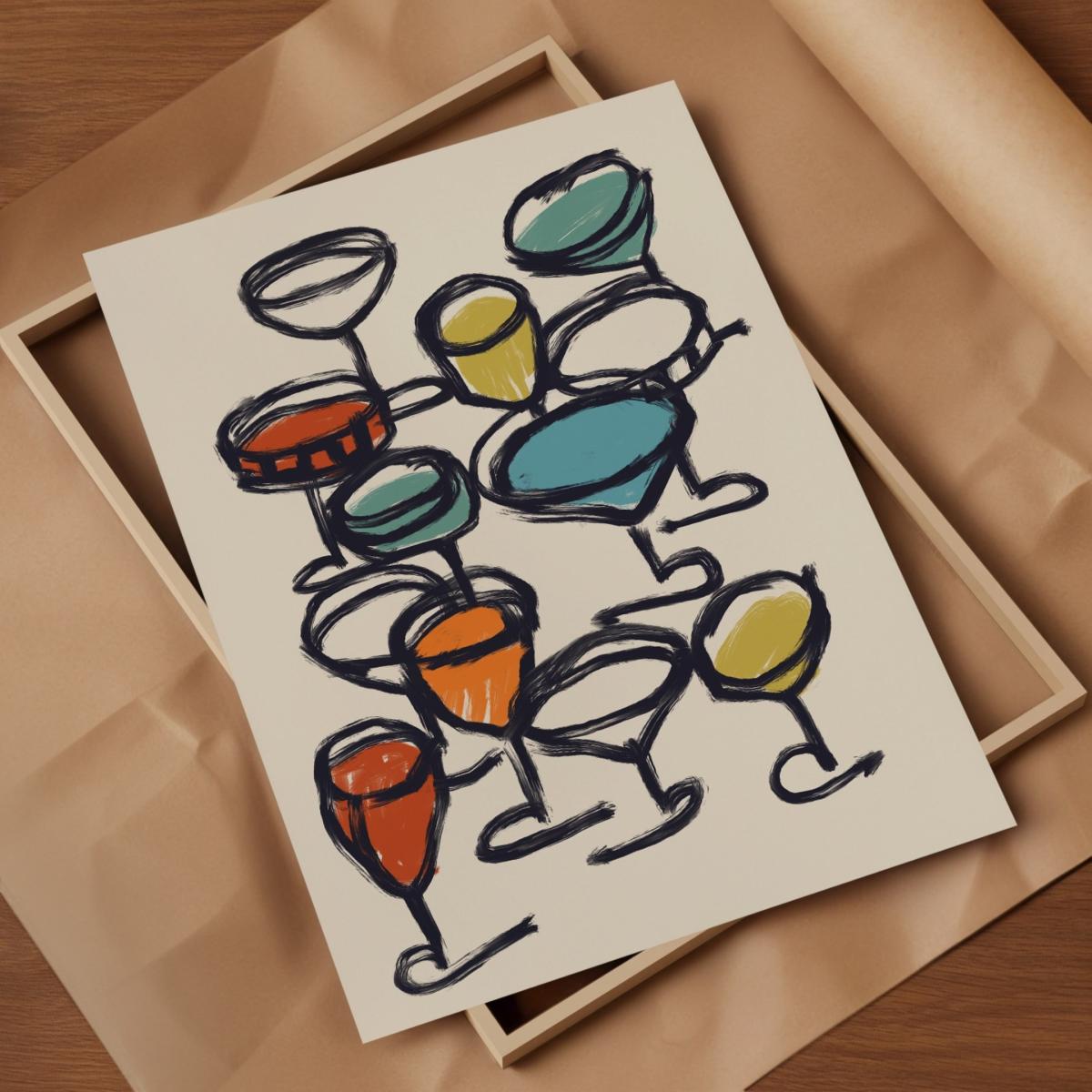 Neutrals Cocktail Drawing Art Print - A3 Natalie Cass Art – image 3