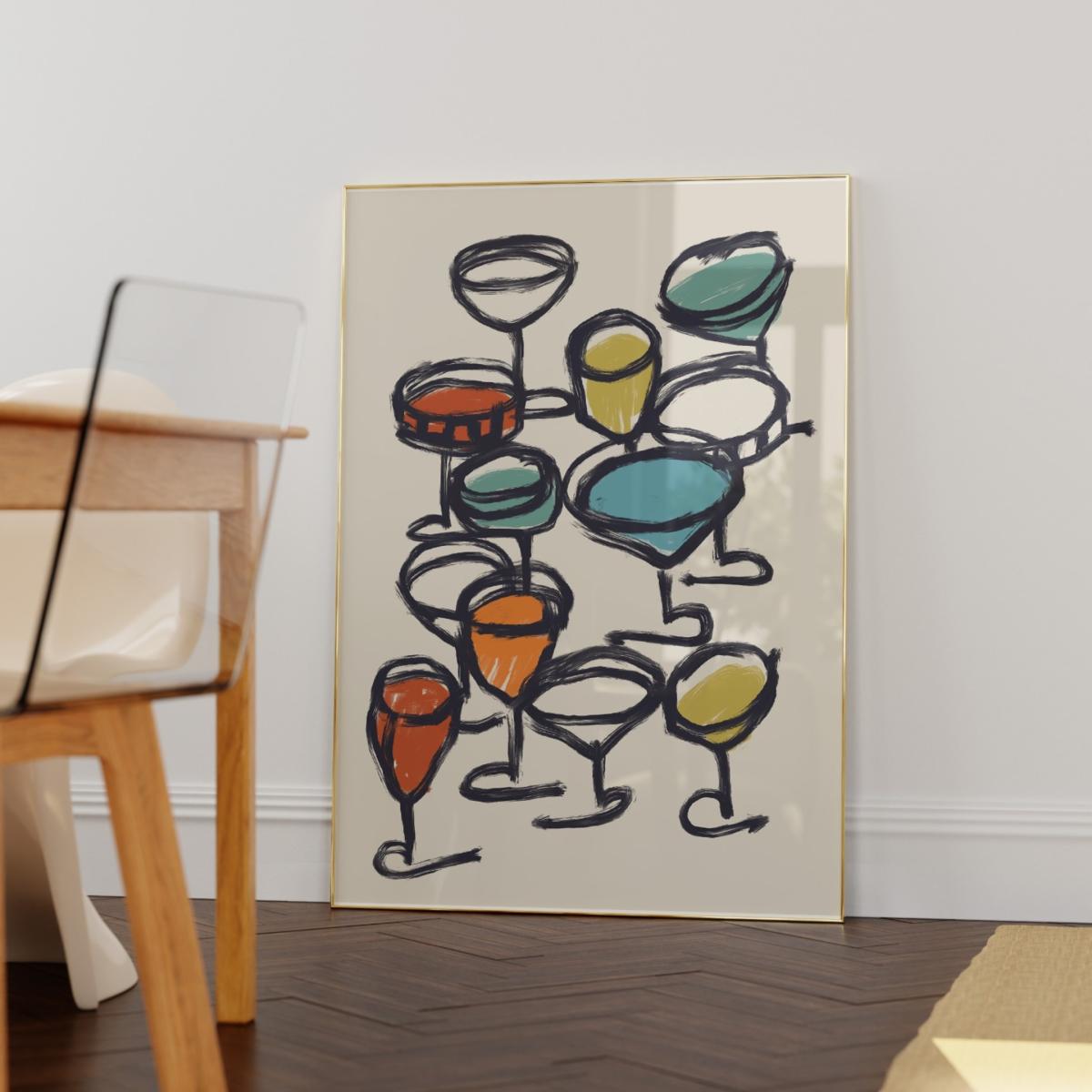 Neutrals Cocktail Drawing Art Print - A3 Natalie Cass Art – image 5