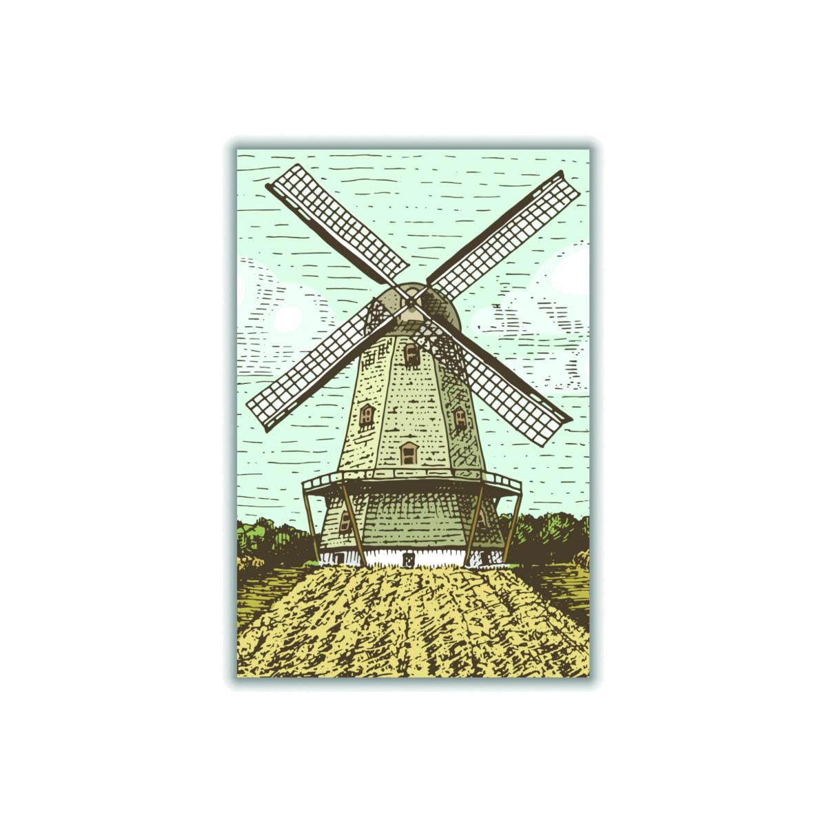 Brown Vintage Windmill Small Stanley Print House – image 1