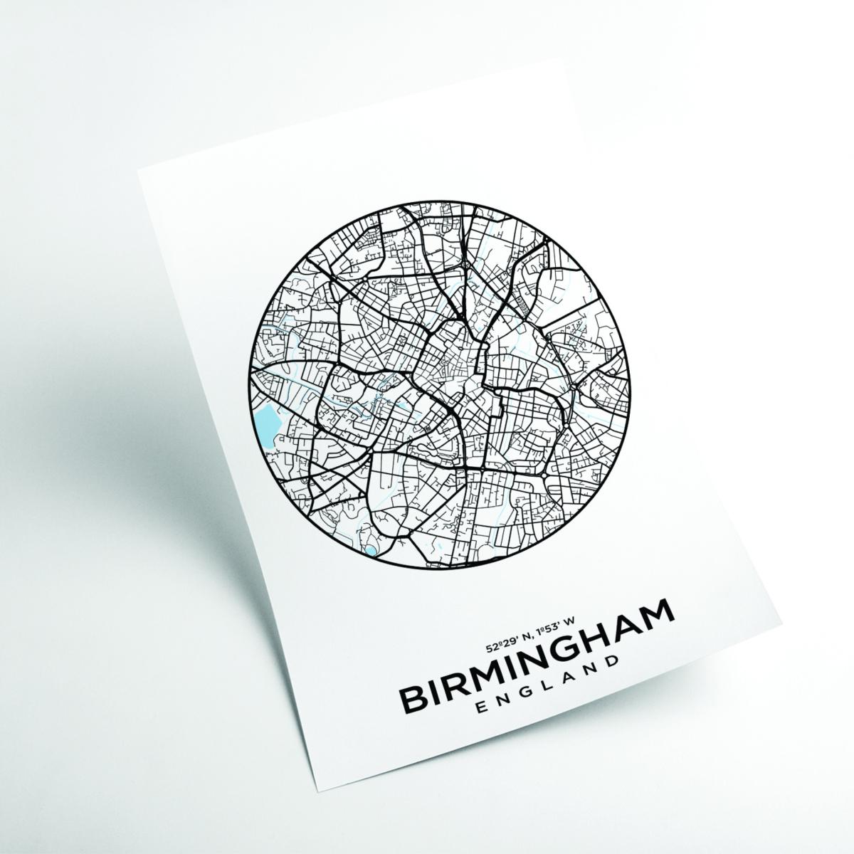 Black Map Of Birmingham Medium Stanley Print House – image 2