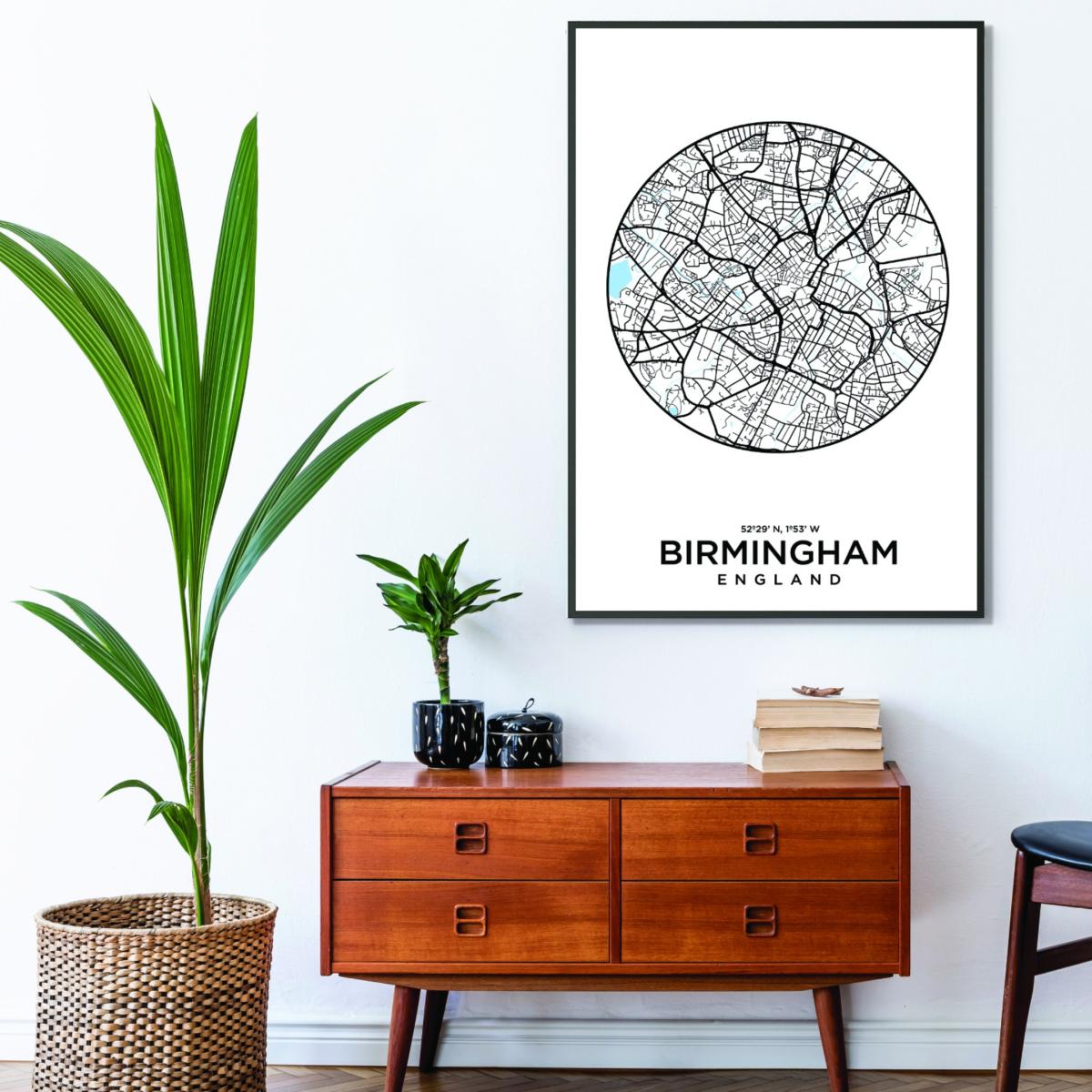 Black Map Of Birmingham Medium Stanley Print House – image 3