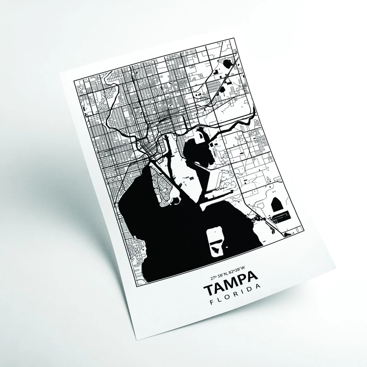 Black Map Of Tampa Florida Xxs Stanley Print House – image 2