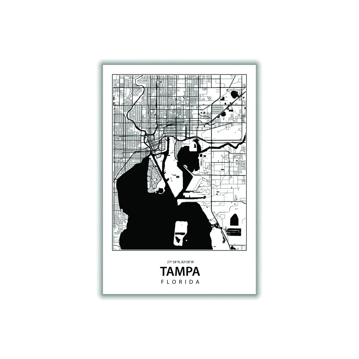 Black Map Of Tampa Florida Xxs Stanley Print House – image 1