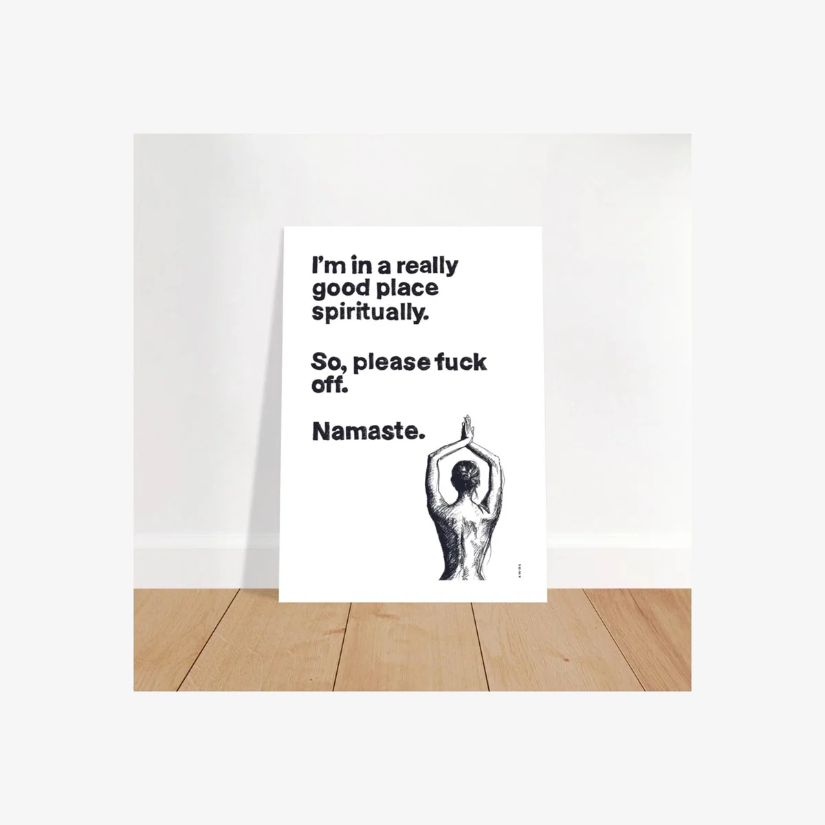 Black Funny Namaste, Fuck Off Yoga Art Print: Modern Zen Wall Art | A3 | 297 X 420Mm | Awol – image 1