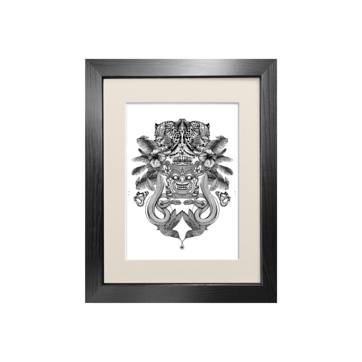 Black 'Balinese Jungle' - Fine Art Print A5 Emily Carter