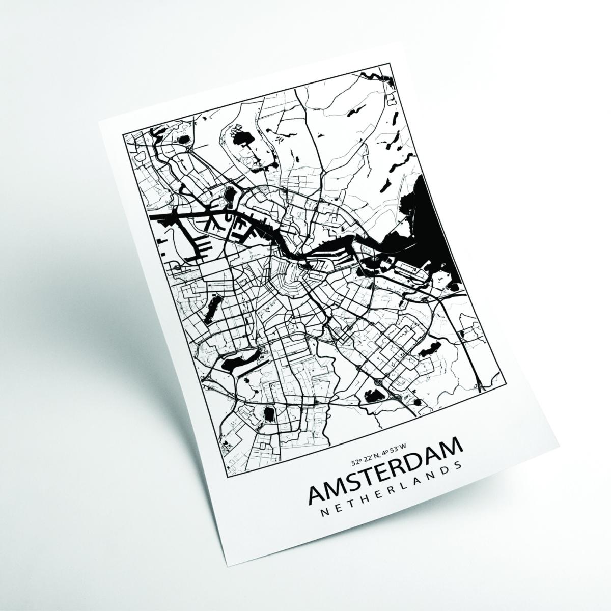 Black Map Of Amsterdam Netherlands Extra Small Stanley Print House – image 2