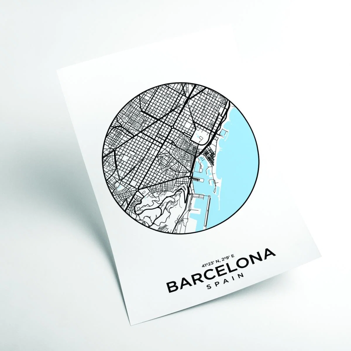 Blue Map Of Barcelona A4 210 X 297Mm Stanley Print House – image 2