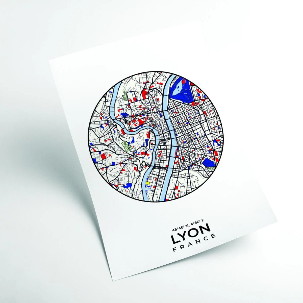 Black Map Of Lyon France 1 A2 420 X 594Mm Stanley Print House – image 2
