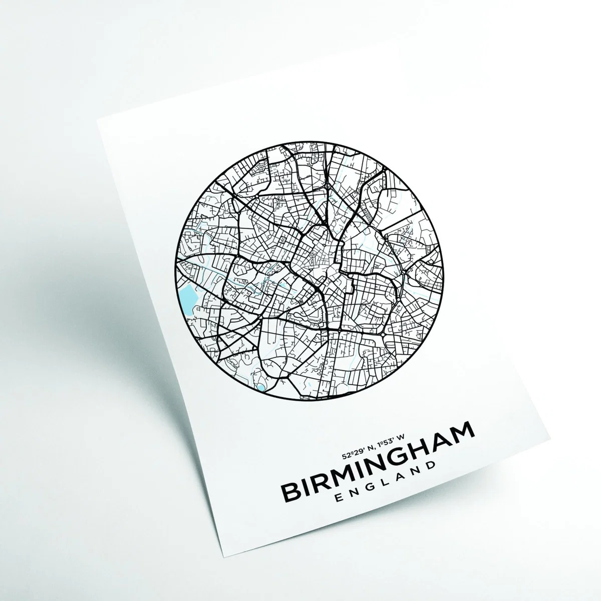 Black Map Of Birmingham A2 420 X 594Mm Stanley Print House – image 2