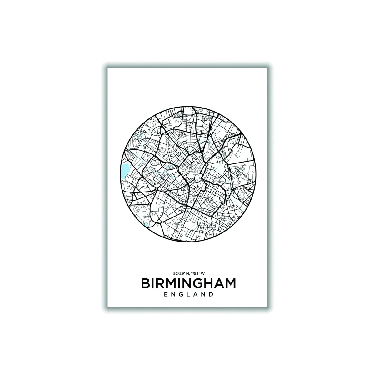 Black Map Of Birmingham A2 420 X 594Mm Stanley Print House – image 1