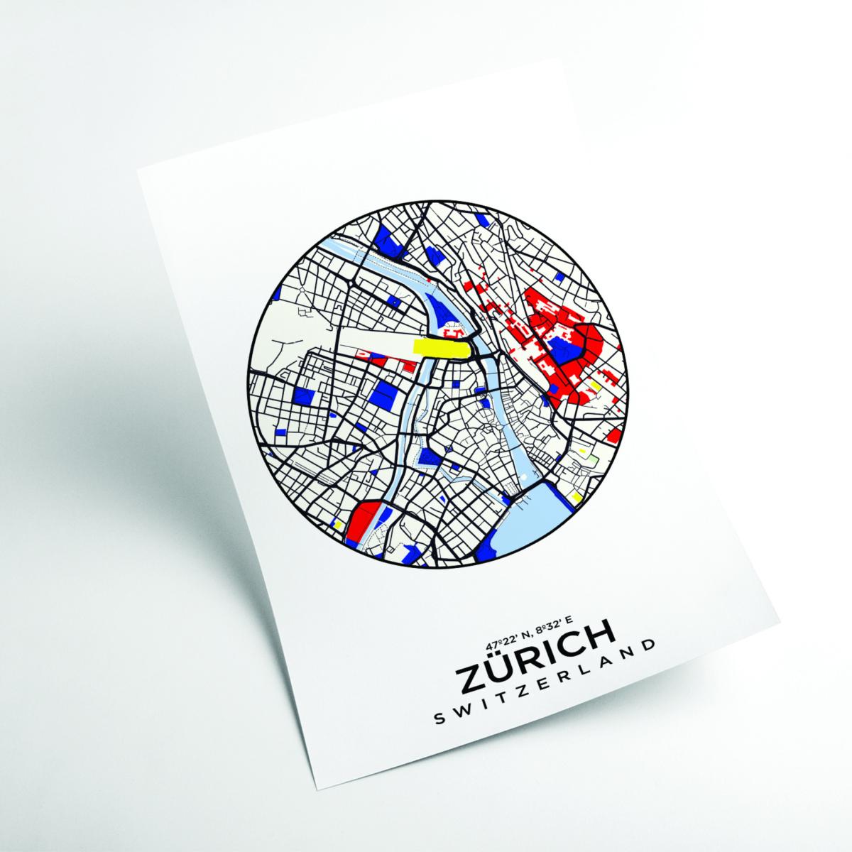 Blue Map Of Zurich Large Stanley Print House – image 2