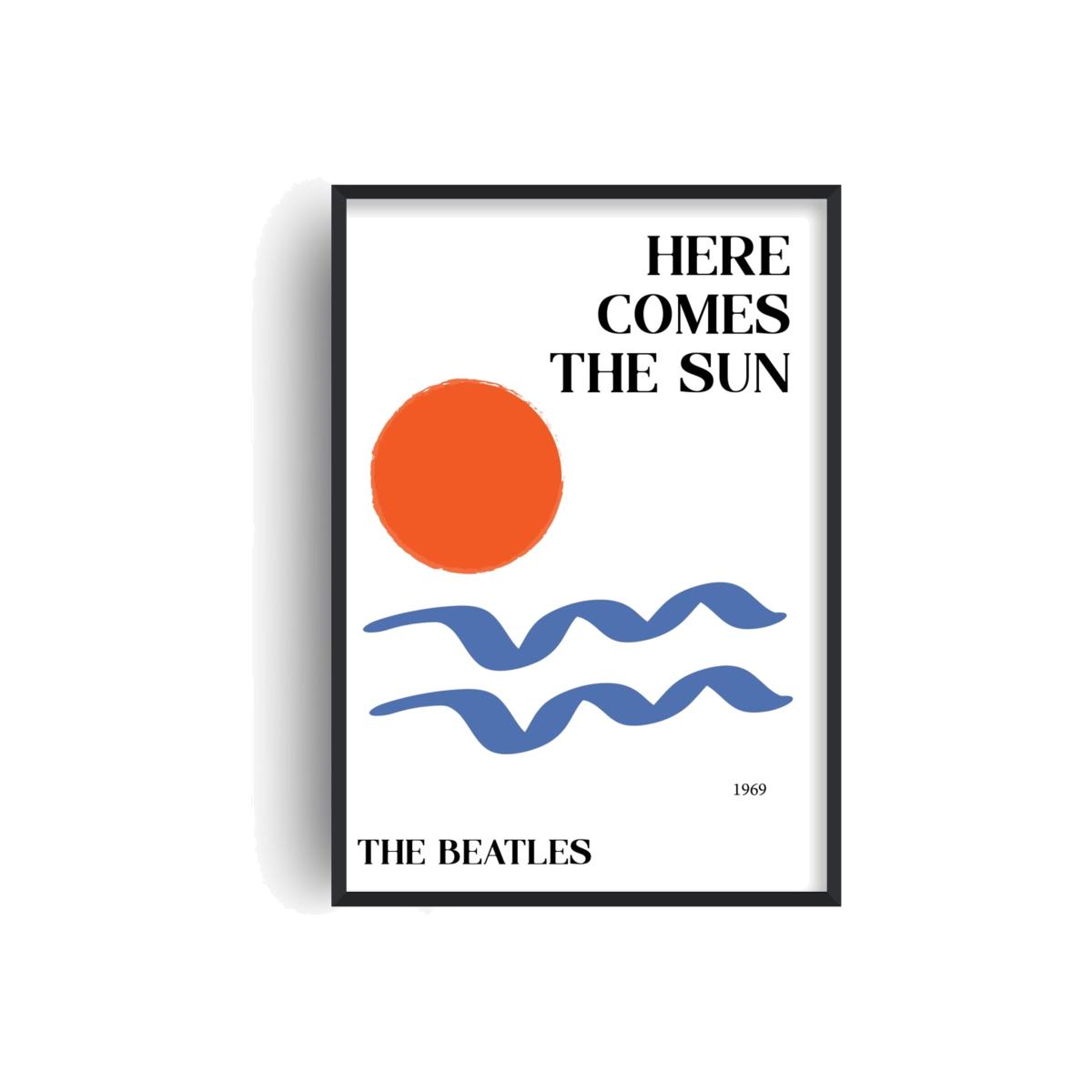 Here Comes The Sun Beatles Inspired Retro Giclée Art Print A2 420 X 594Mm Fanclub – image 1