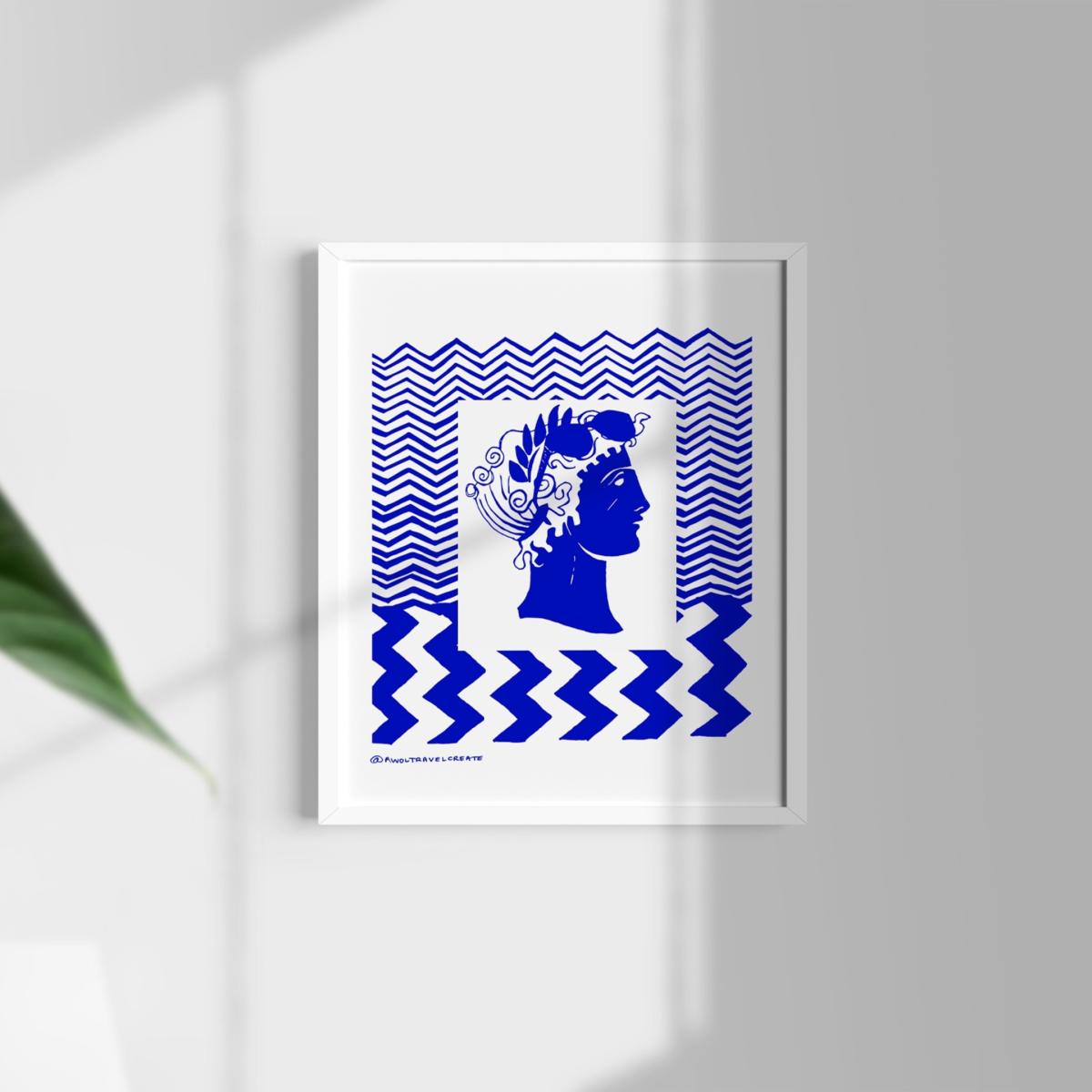 White / Blue Greek Islands Travel Art Print - Blue, White Awol – image 2