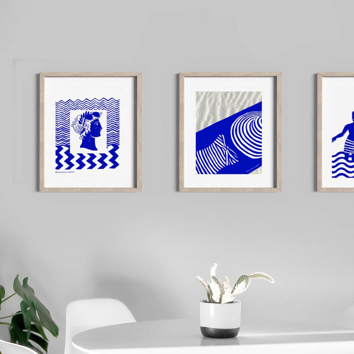 White / Blue Greek Islands Travel Art Print - Blue, White Awol – image 4