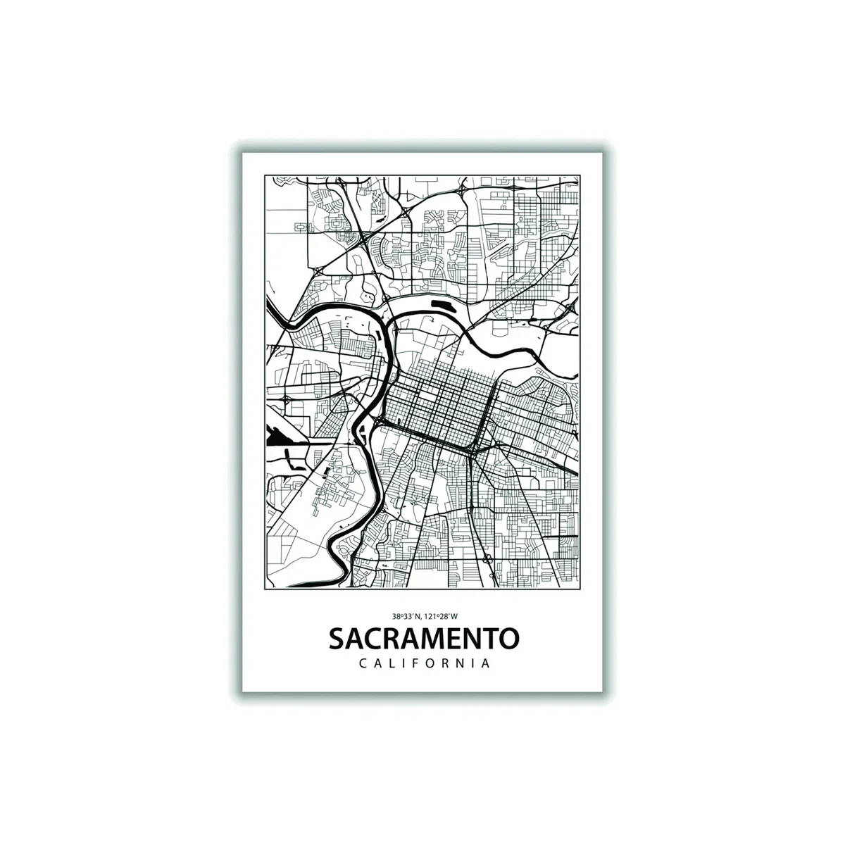 Black Map Of Sacramento Medium Stanley Print House – image 1