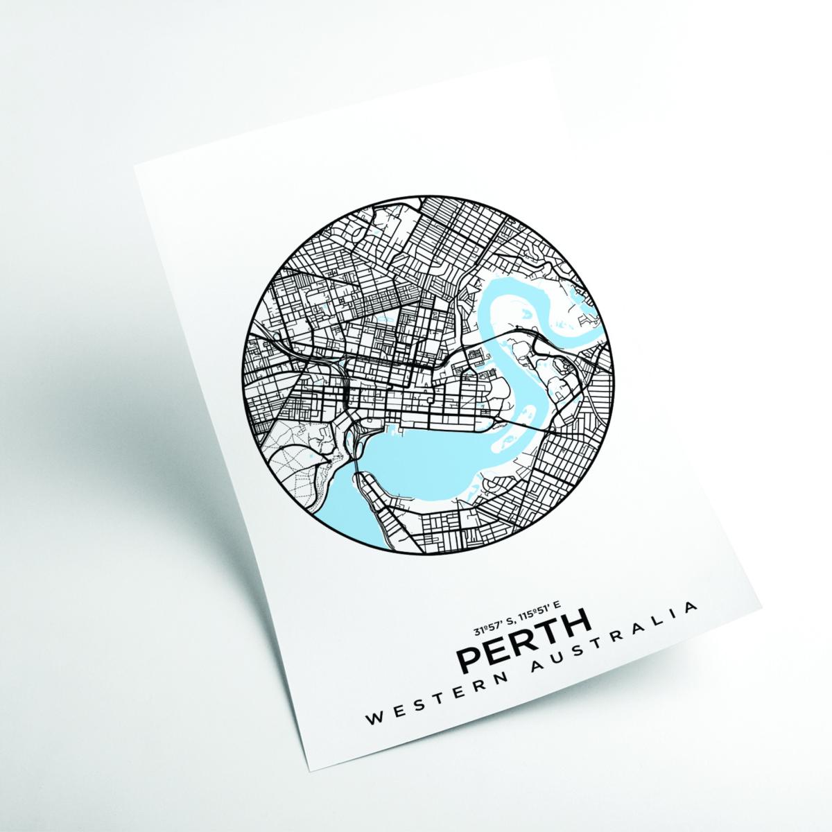 Blue Map Of Perth Large Stanley Print House – image 2