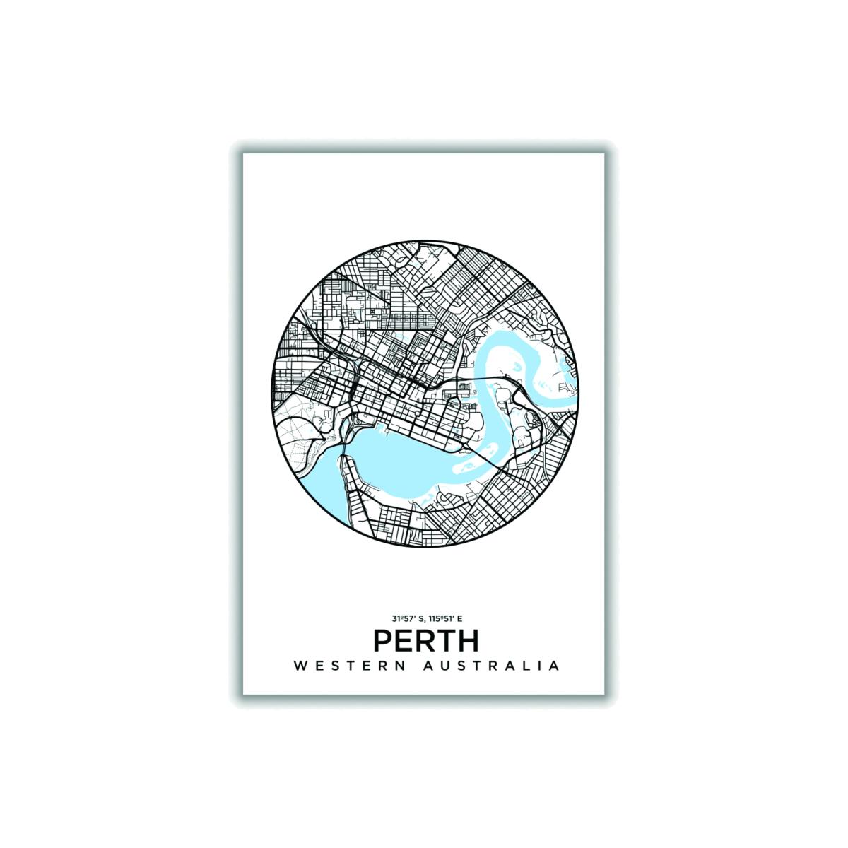 Blue Map Of Perth Large Stanley Print House – image 1