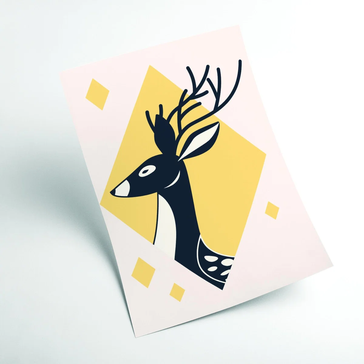 Yellow / Orange Abstract Deer #3 Large Stanley Print House – image 2
