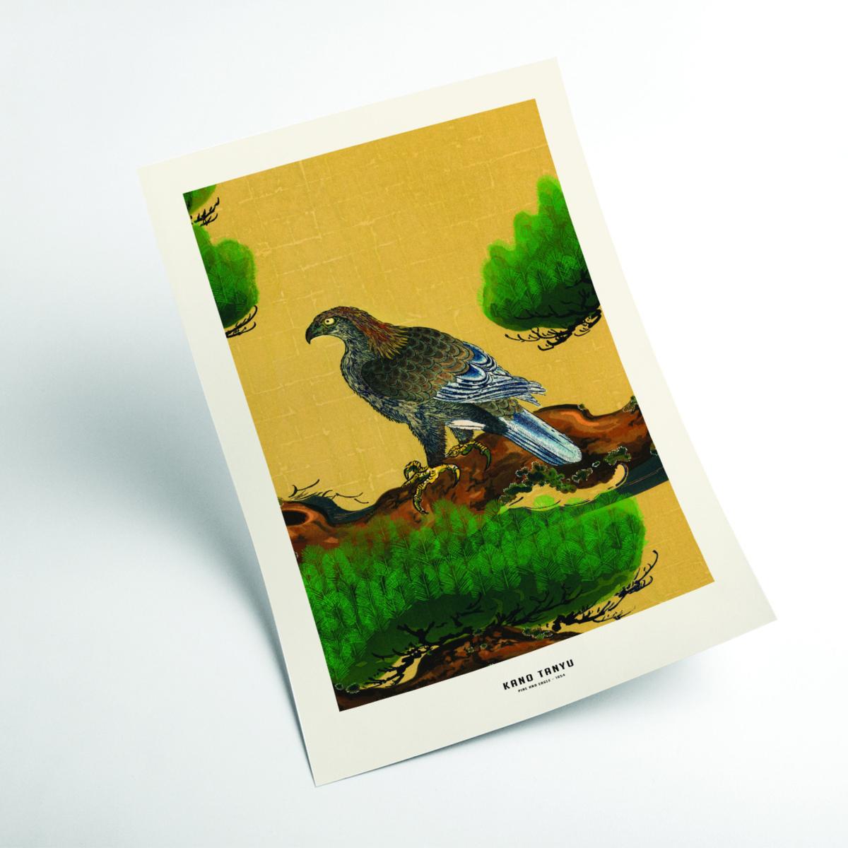Brown Kano Tanyu - Pine And Eagle A4 210 X 297Mm Stanley Print House – image 2