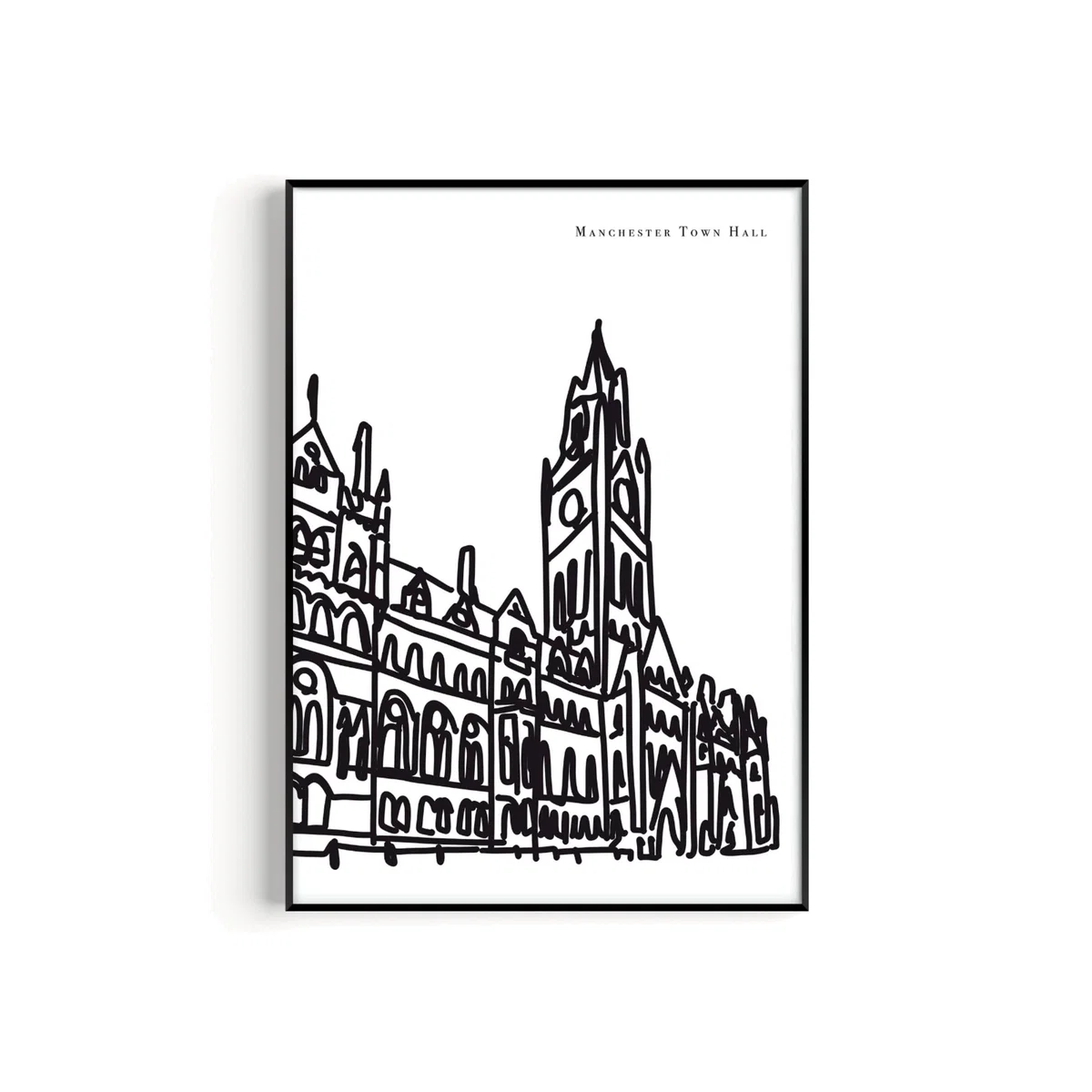 Black / White Manchester Town Hall Art Print - A3 | A3 | 297 X 420Mm | Natalie Cass Art – image 1