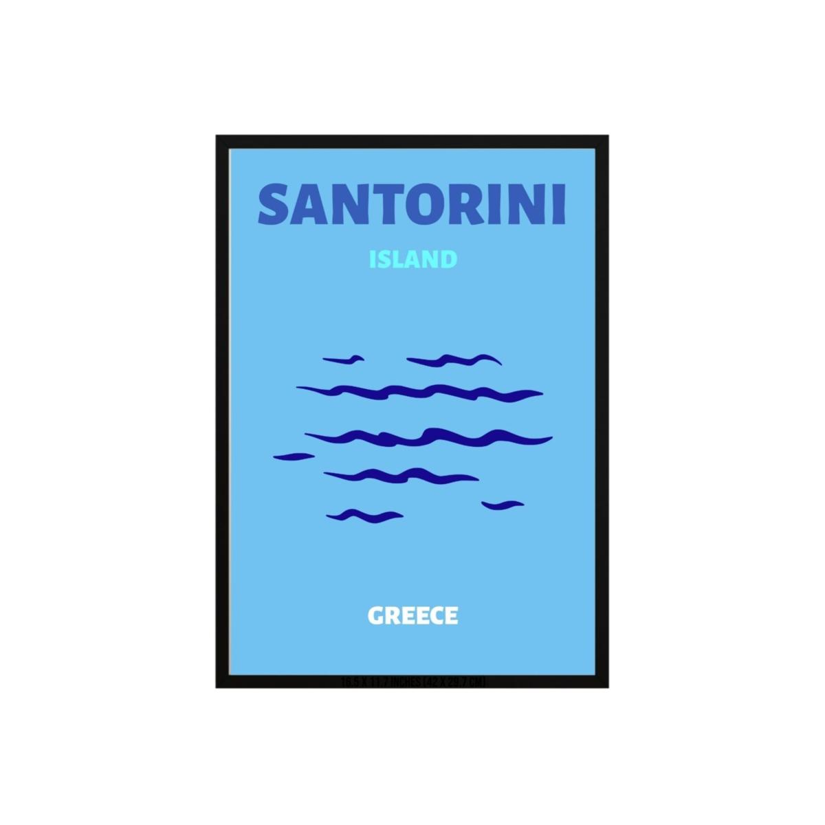 Blue Santorini Island Waves Poster | Artchi – image 1