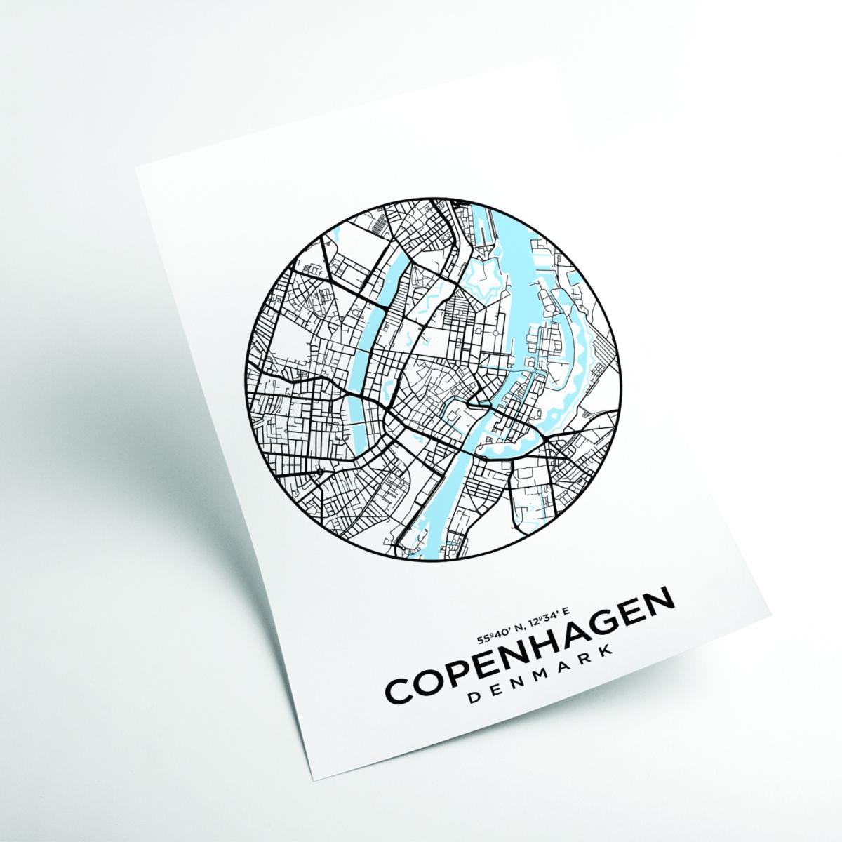 Blue Map Of Copenhagen A4 210 X 297Mm Stanley Print House – image 2