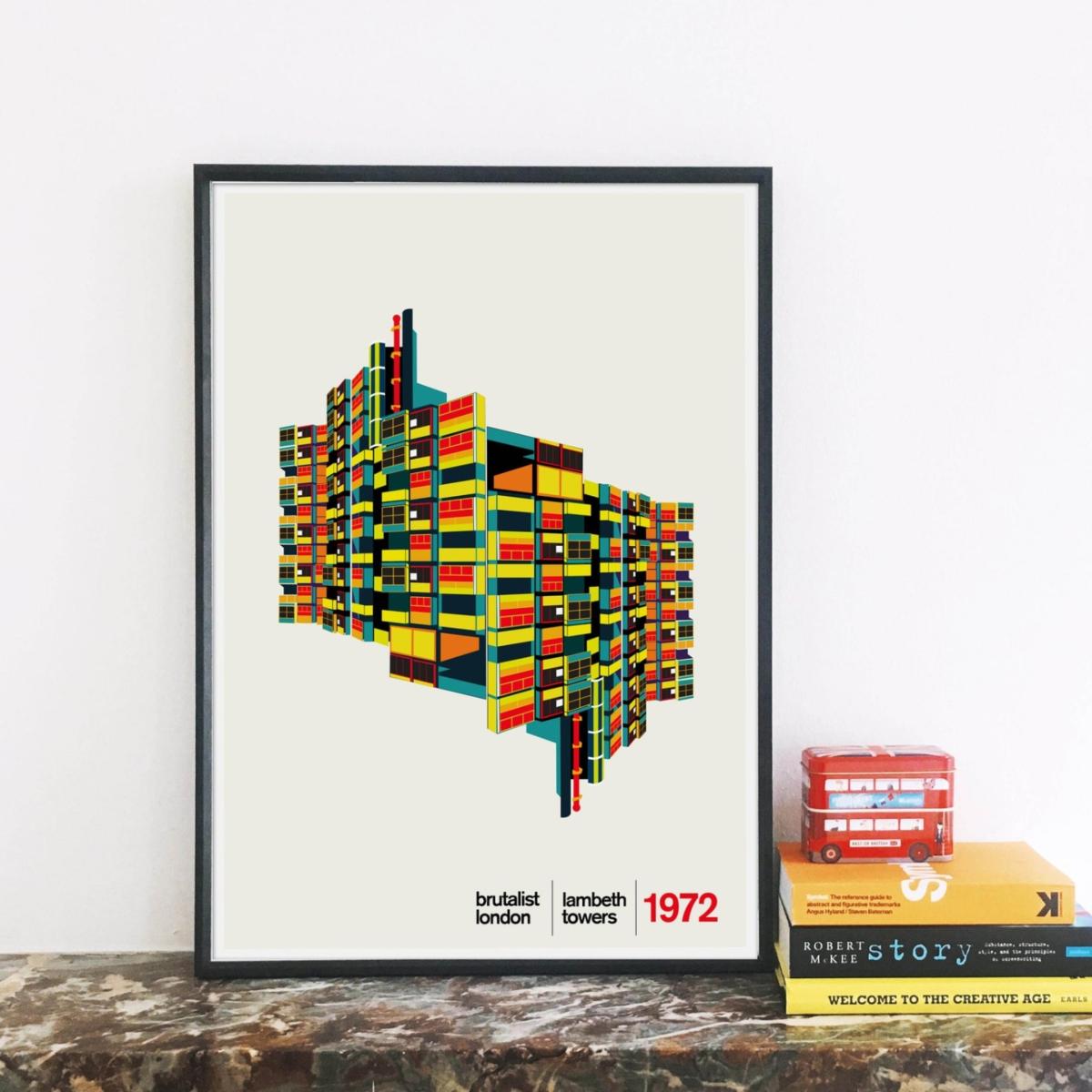 Lambeth Towers London Illustrated Art Print A3 297 X 420Mm Eye for London Prints – image 2