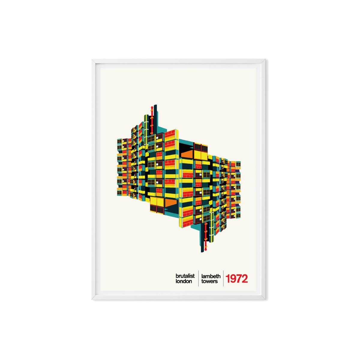 Lambeth Towers London Illustrated Art Print A3 297 X 420Mm Eye for London Prints – image 1