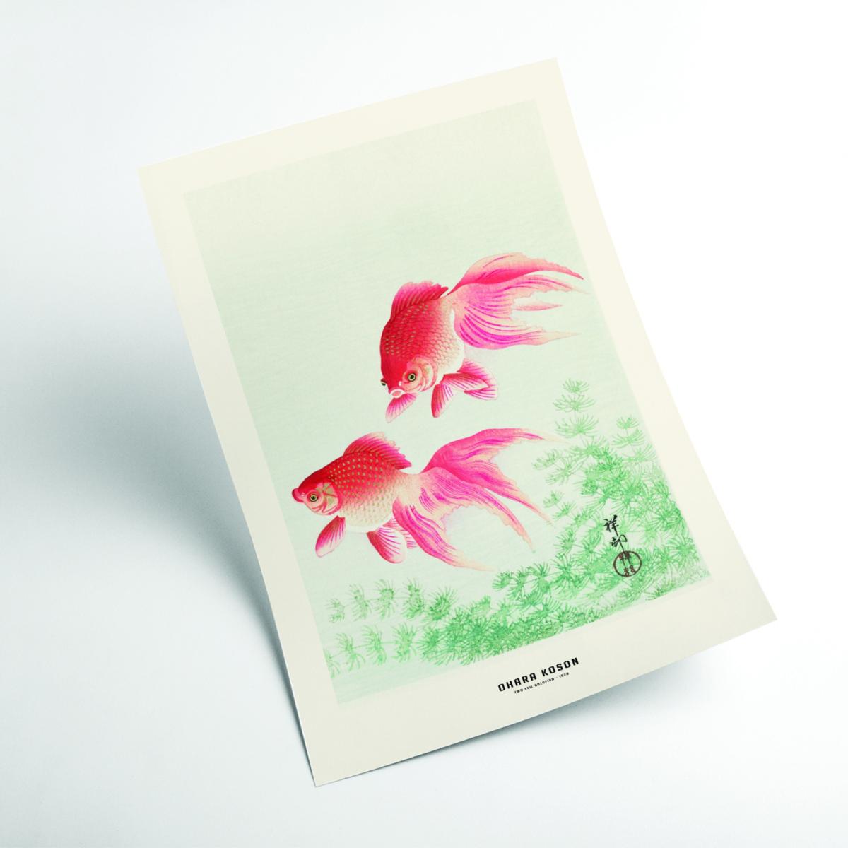 Red Ohara Koson - Two Veil Goldfish Medium Stanley Print House – image 2