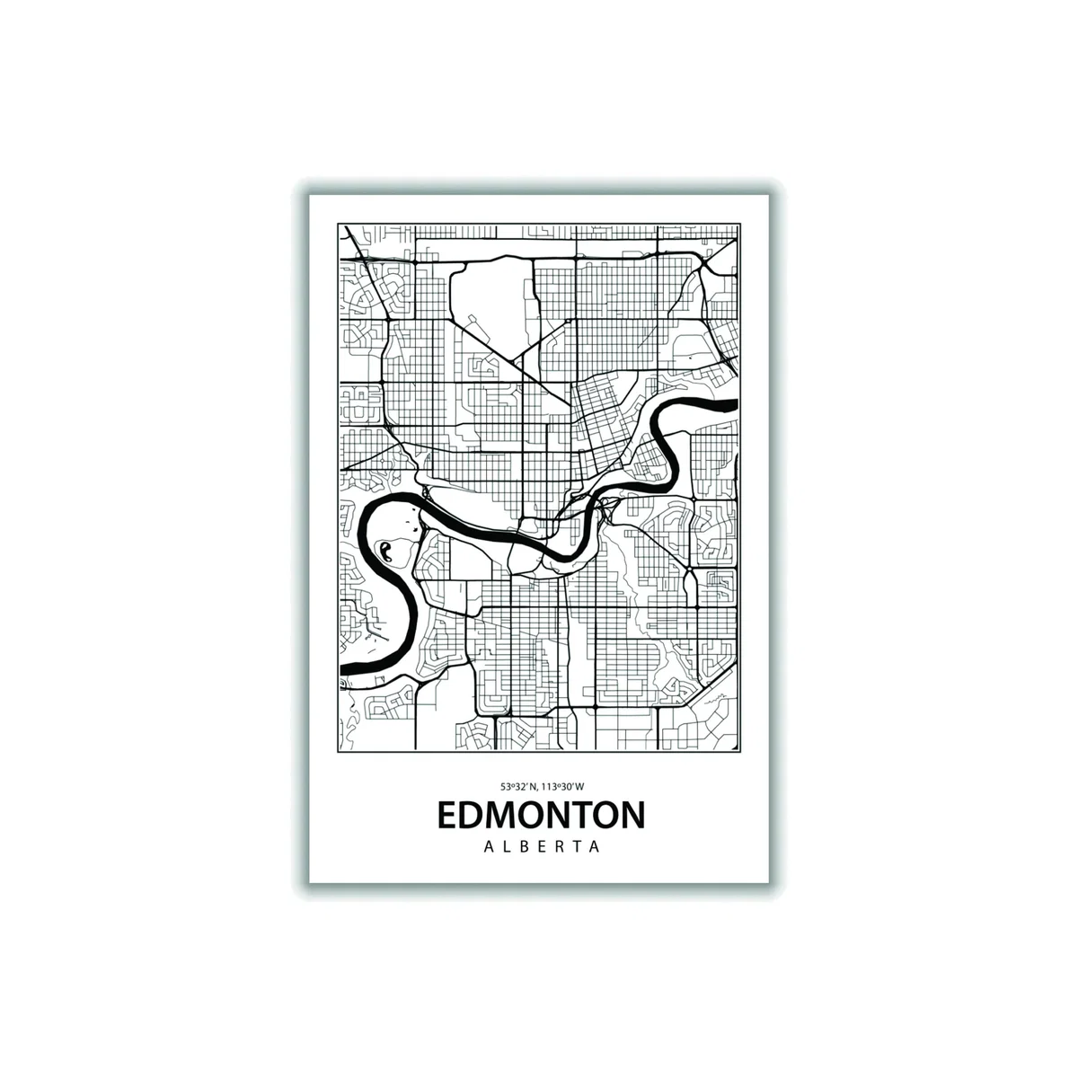 Black Map Of Edmonton Alberta Xxs Stanley Print House – image 1