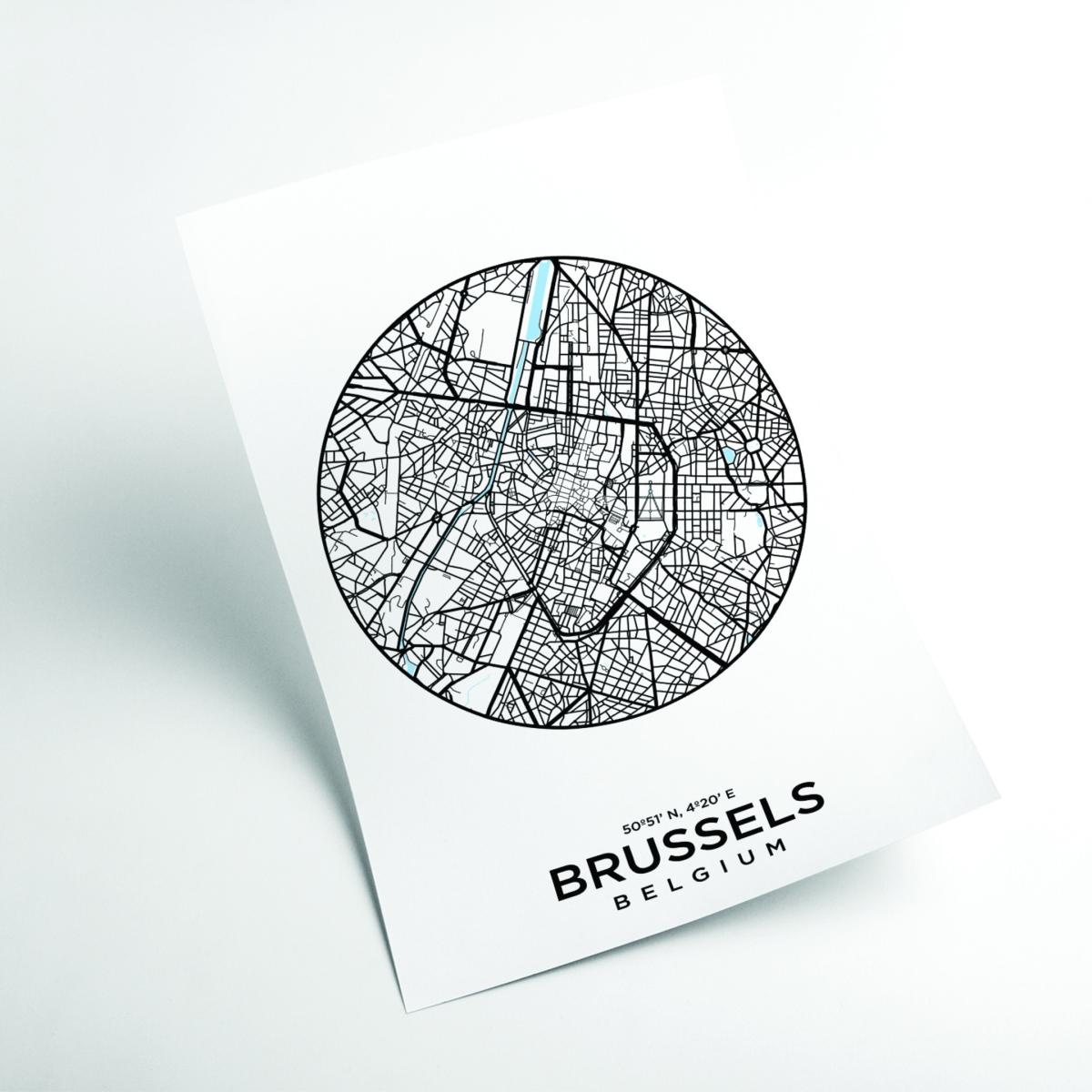 Black Map Of Brussels Large Stanley Print House – image 2