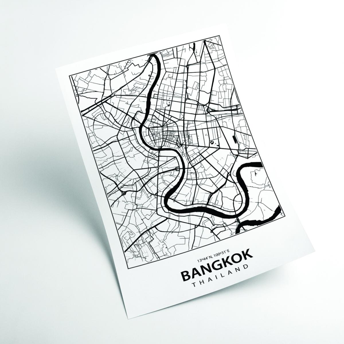 Black Map Of Bangkok Thailand A1 594 X 841Mm Stanley Print House – image 2