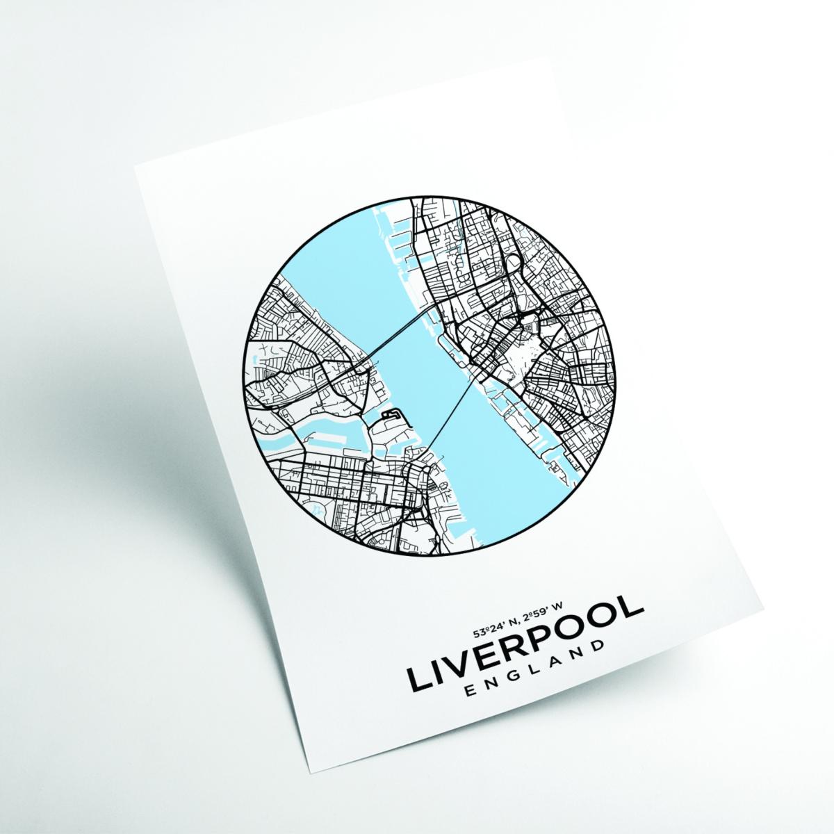 Blue Map Of Liverpool A2 420 X 594Mm Stanley Print House – image 2