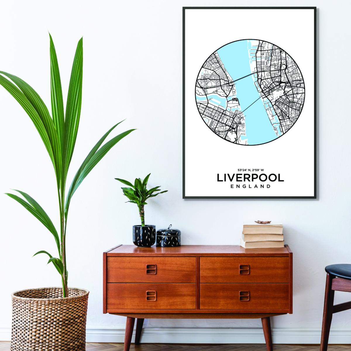 Blue Map Of Liverpool A2 420 X 594Mm Stanley Print House – image 3