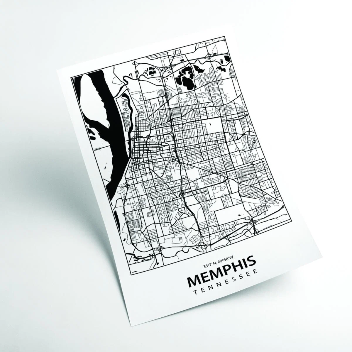 Black Map Of Memphis Tennessee Xxs Stanley Print House – image 2