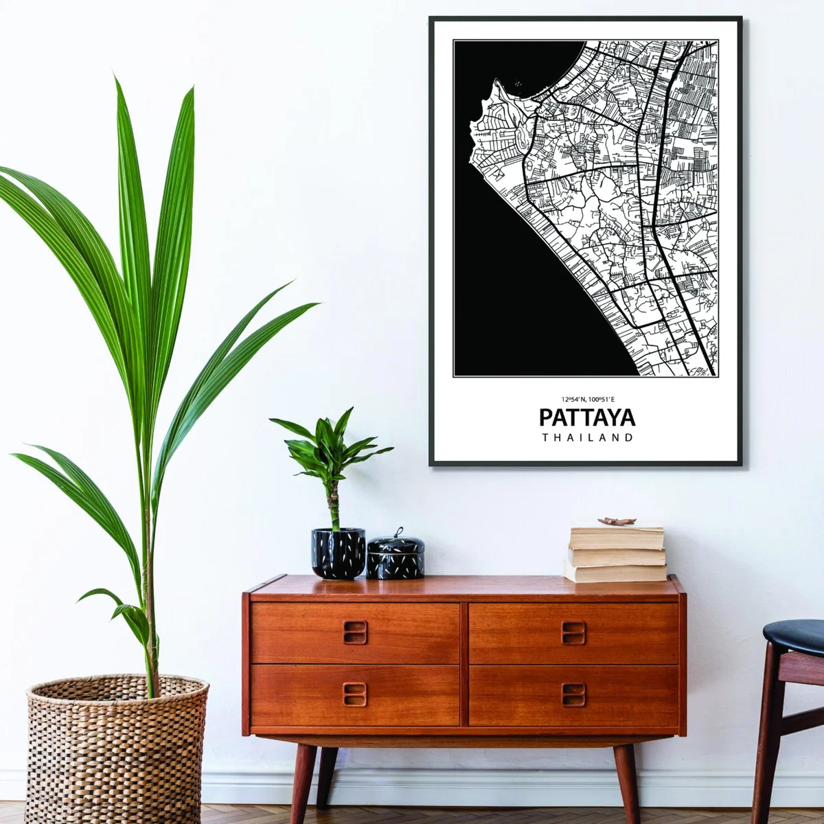 Black Map Of Pattaya Thailand Extra Large Stanley Print House – image 3