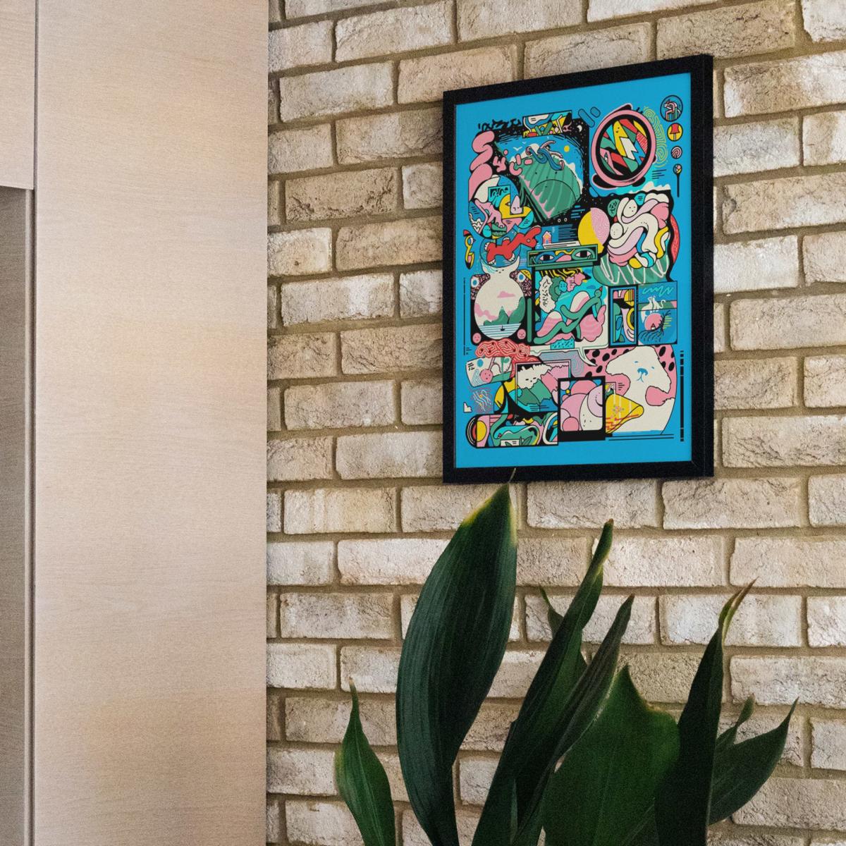 Blue Gummday - Abstract Illustration Art Print - Small | 12 X 16" | East Side Studio London – image 2