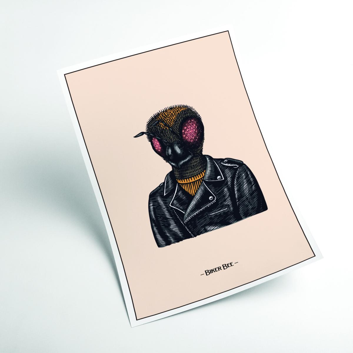 Black Biker Bee A3 297 X 420Mm Stanley Print House – image 2