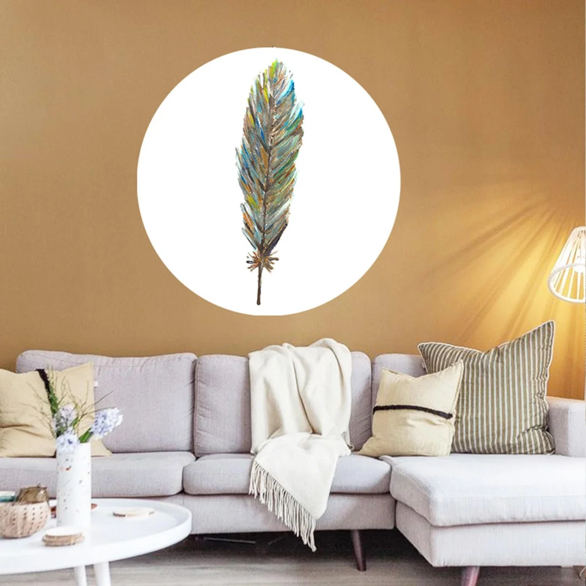 Grey Circle Wall Sticker Gray Feather Catchii – image 2