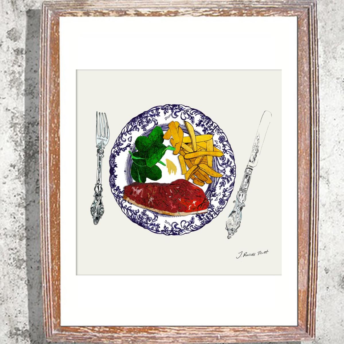 White The Steak Plate - Signed Print Medium Jessica Russell Flint – image 2