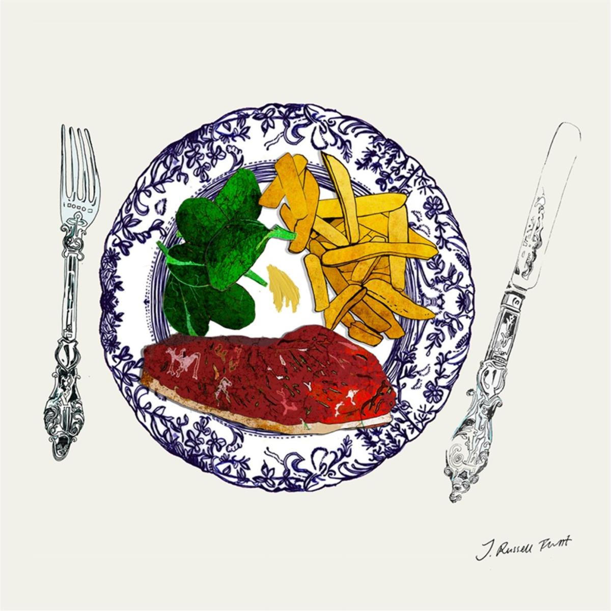 White The Steak Plate - Signed Print Medium Jessica Russell Flint – image 1