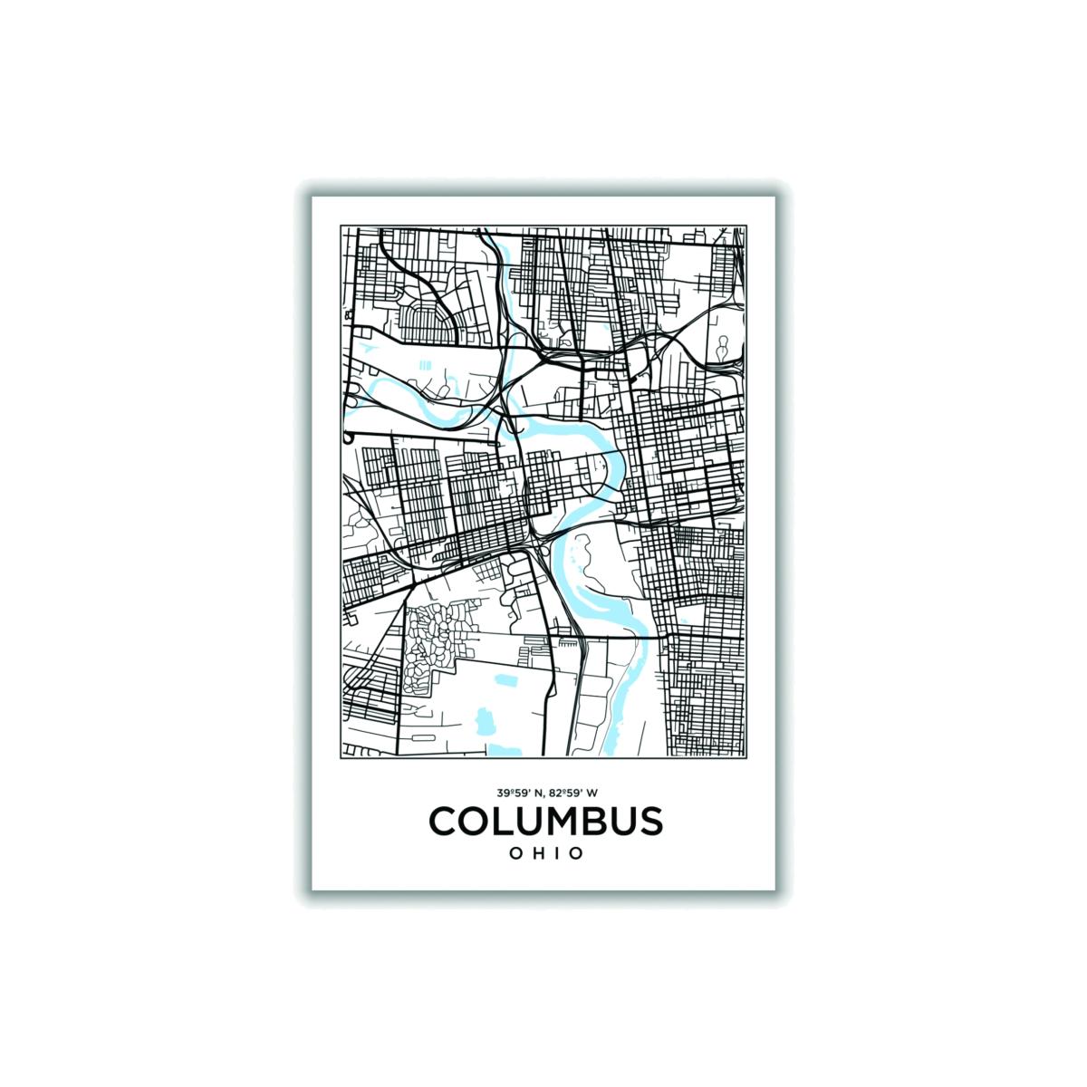 Black Map Of Colombus Ohio Extra Small Stanley Print House – image 1