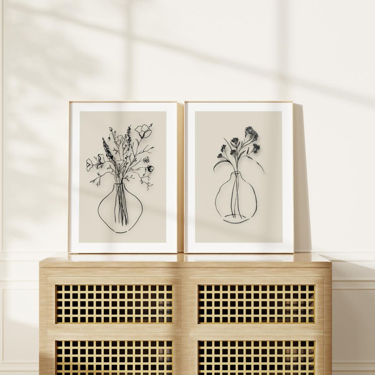 Black / Neutrals / White Neutral Wild Flower Ink Drawing Print A3 297 X 420Mm Emily M Art & Design – image 3