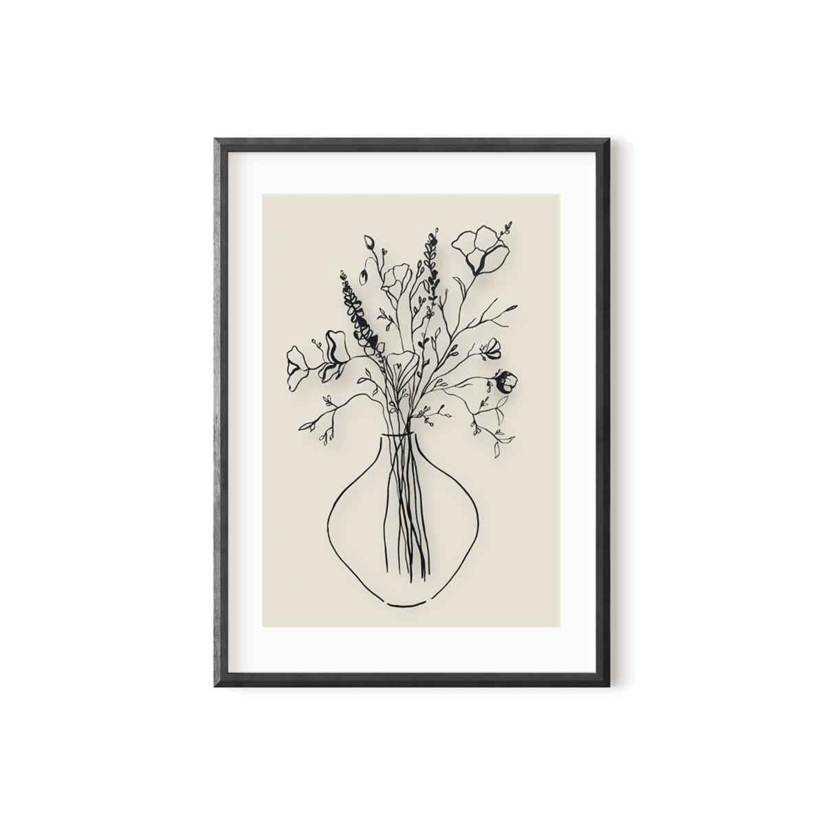 Black / Neutrals / White Neutral Wild Flower Ink Drawing Print A3 297 X 420Mm Emily M Art & Design – image 1