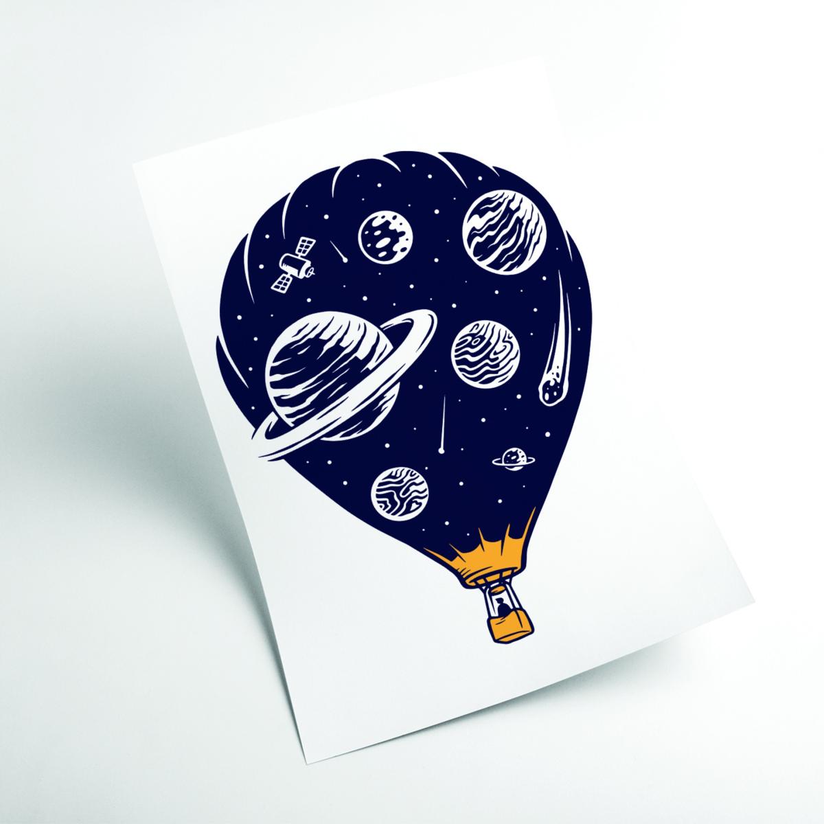 Yellow / Orange Hot Air Baloon Universe A3 297 X 420Mm Stanley Print House – image 2