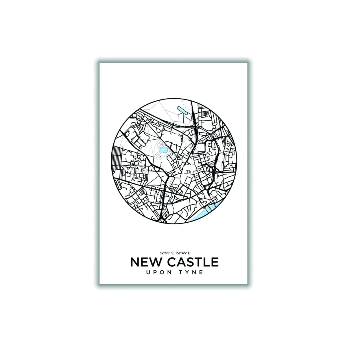 Black Map Of New Castle A1 594 X 841Mm Stanley Print House – image 1