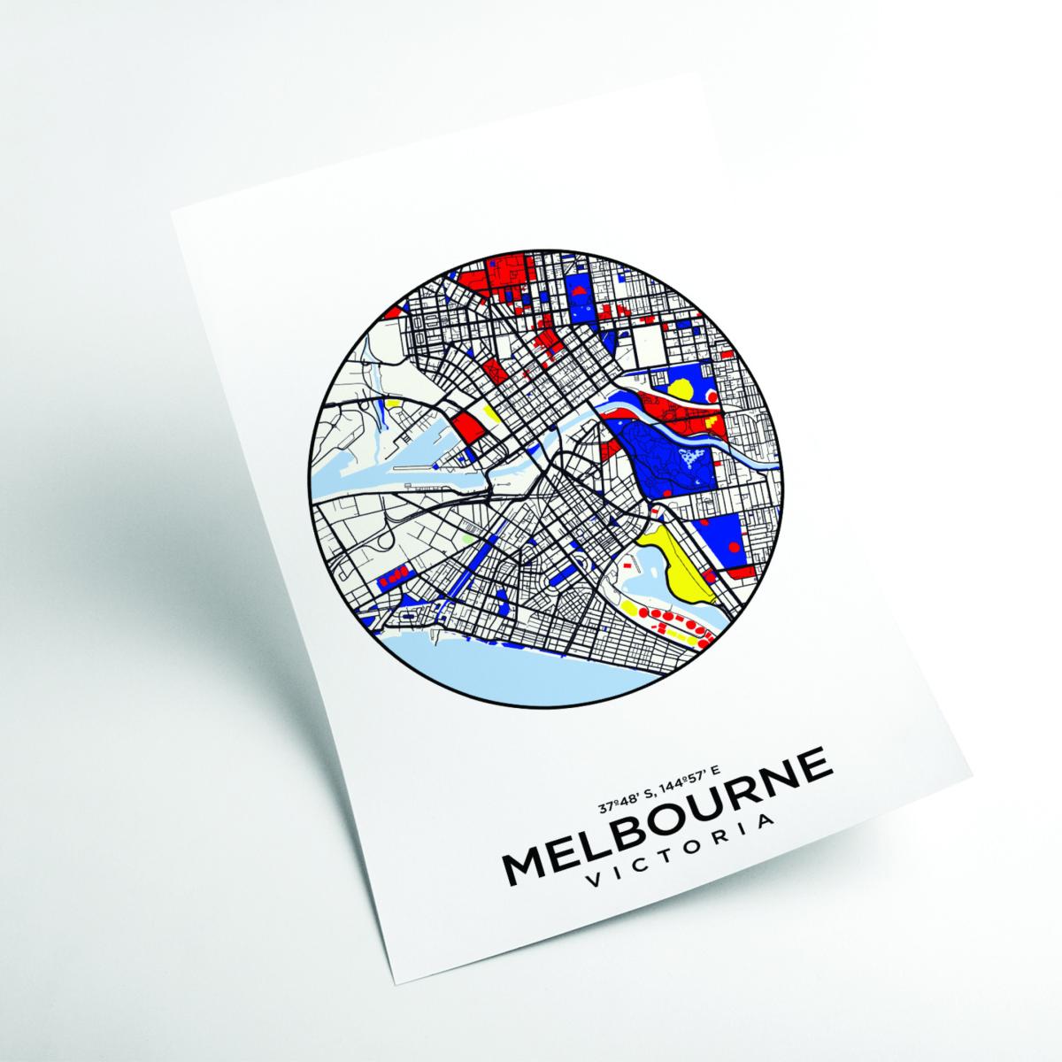 Black Map Of Melbourne Australia Large Stanley Print House – image 2