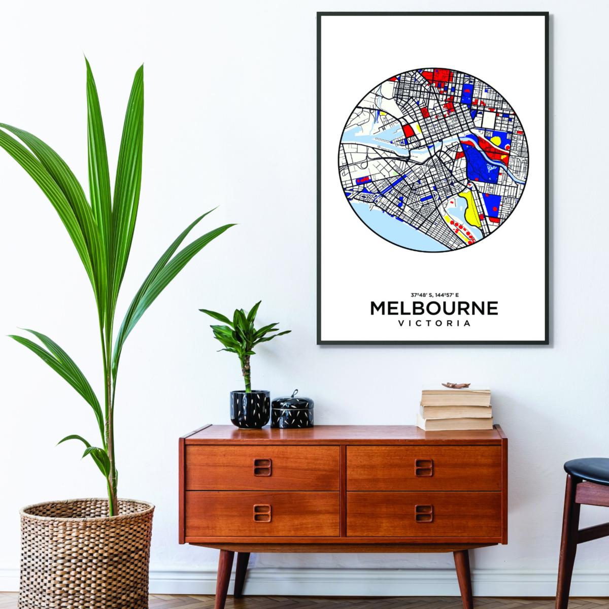 Black Map Of Melbourne Australia Large Stanley Print House – image 3