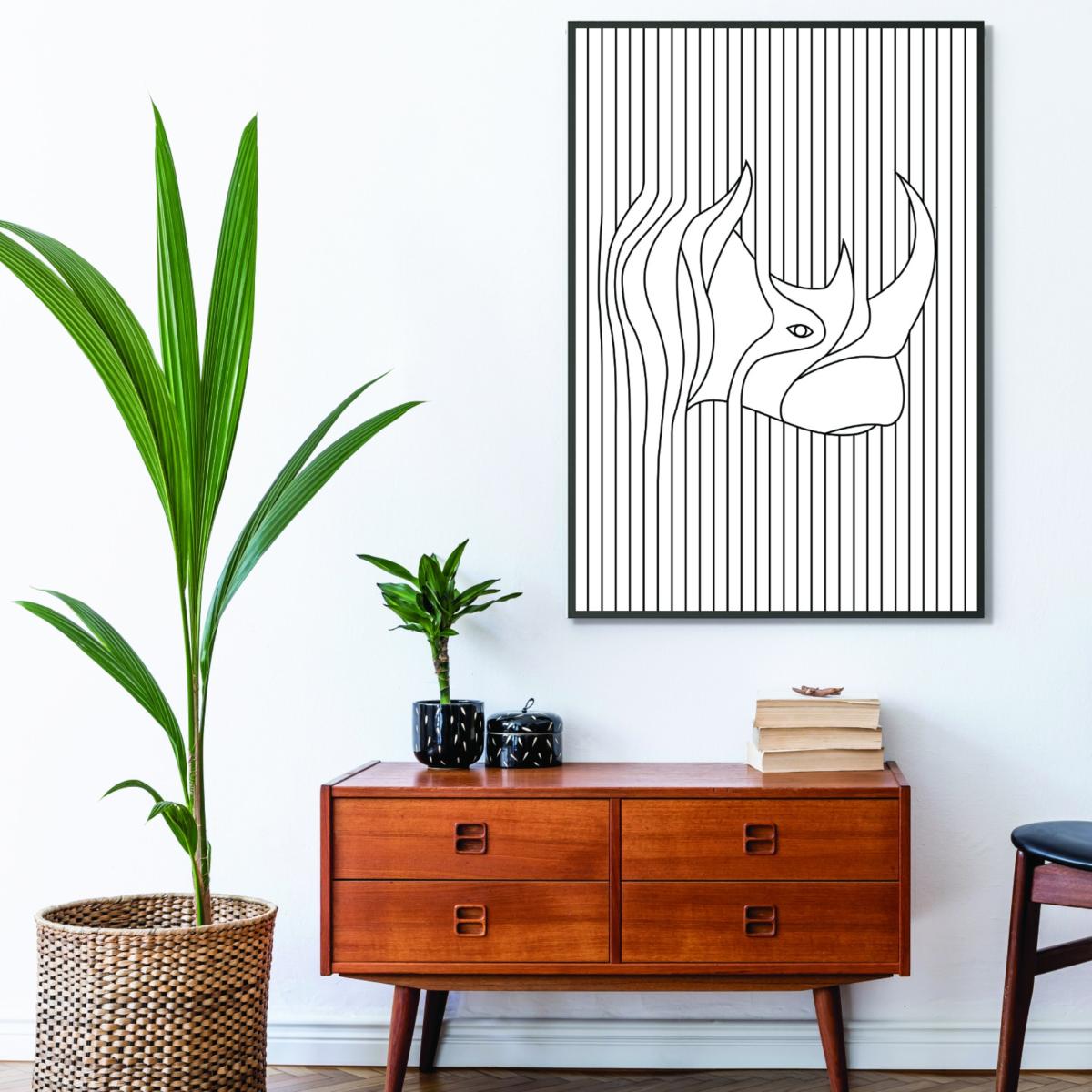 Black Line Drawing Rhino A3 297 X 420Mm Stanley Print House – image 3